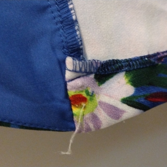 Alexia Admor Blue Floral Painted Daisy Ruffle Sleeve Wrap Dress 8 Some Damage - Picture 7 of 9